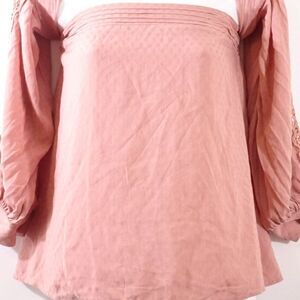 Grey State Cold Shoulder Crochet Bell Sleeve Top Sz S NWT 138